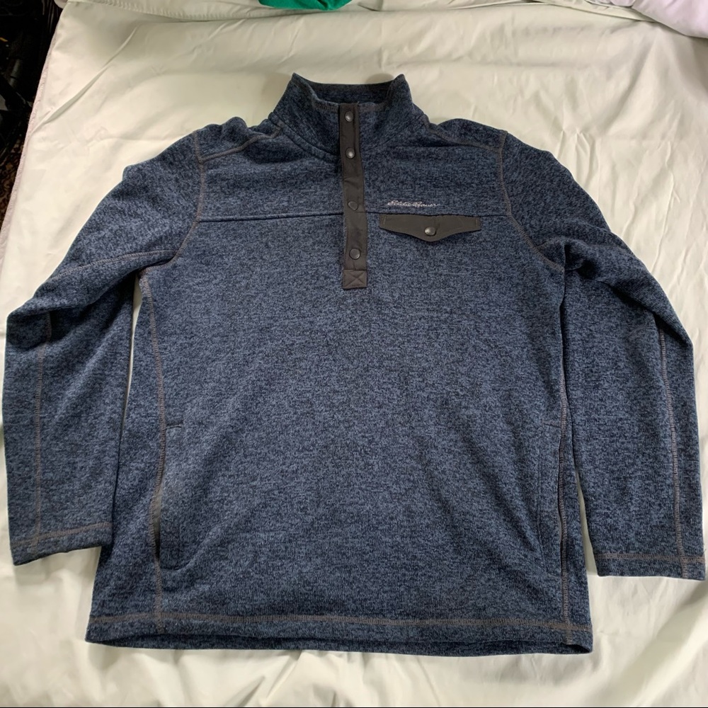Eddie Bauer Radiator Fleece Snap Mock Neck | Men's | Large | Navy
